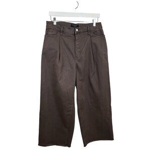 Banana Republic Factory Brown Pleated Wide Leg Crop Jeans Size 10